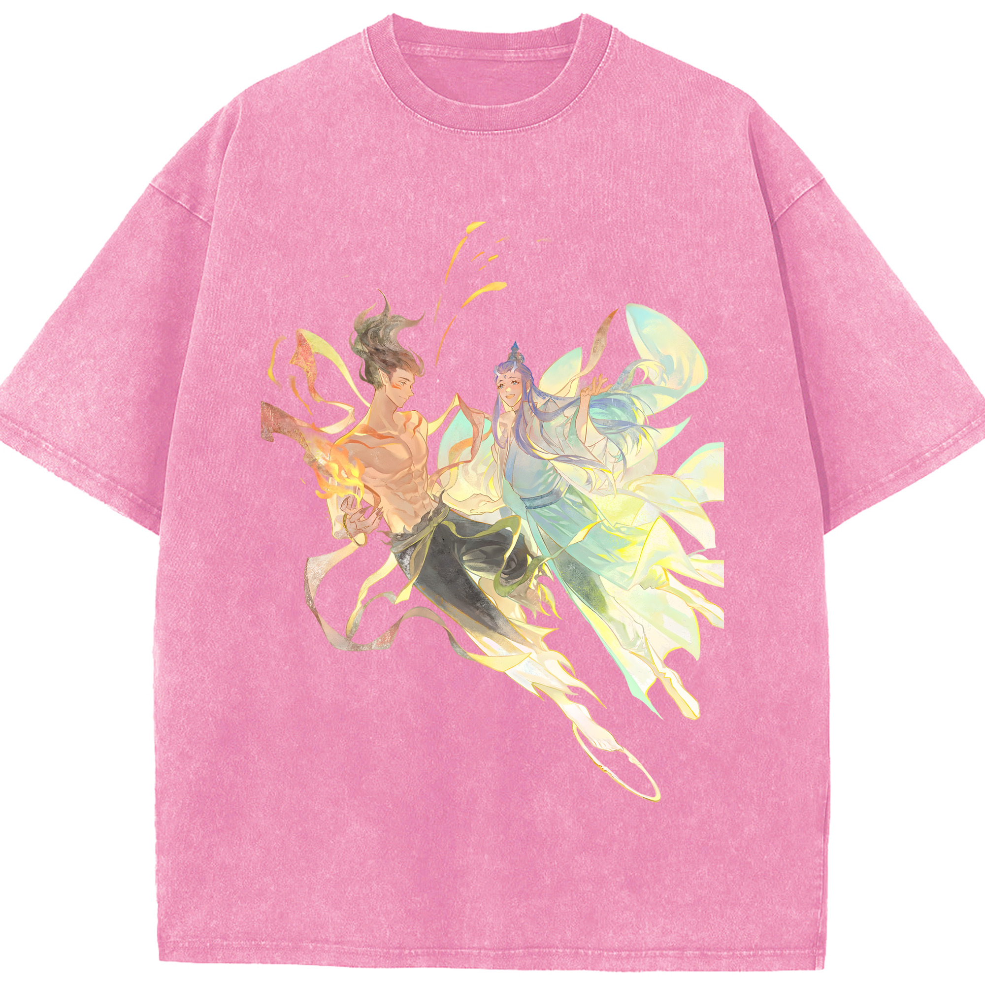 （画像用） Ne Zha 2 ナタ 魔童の大暴れ 綿100% ヴィンテージ風 半袖Tシャツ（フロントプリント）